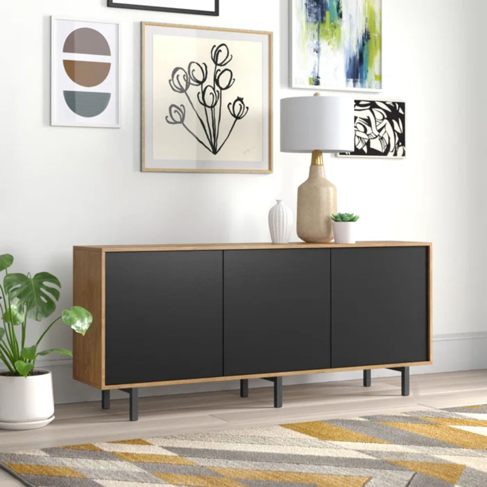 Aparador Vajillero Ringo 3 puertas color Duna/Negro TU MESITA