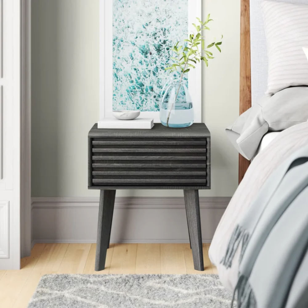 Mesa de Noche Velador Moderno Nicole color Gris oscuro 1 cajón TU MESITA