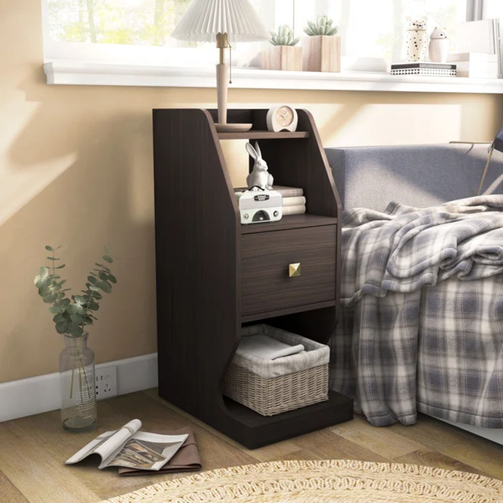 Velador Moderno Oriana color Marrón 1 cajón TU MESITA