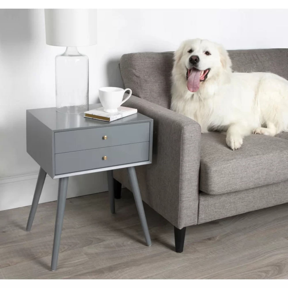 Velador Mesa de Noche Nora color Gris 1 cajón TU MESITA