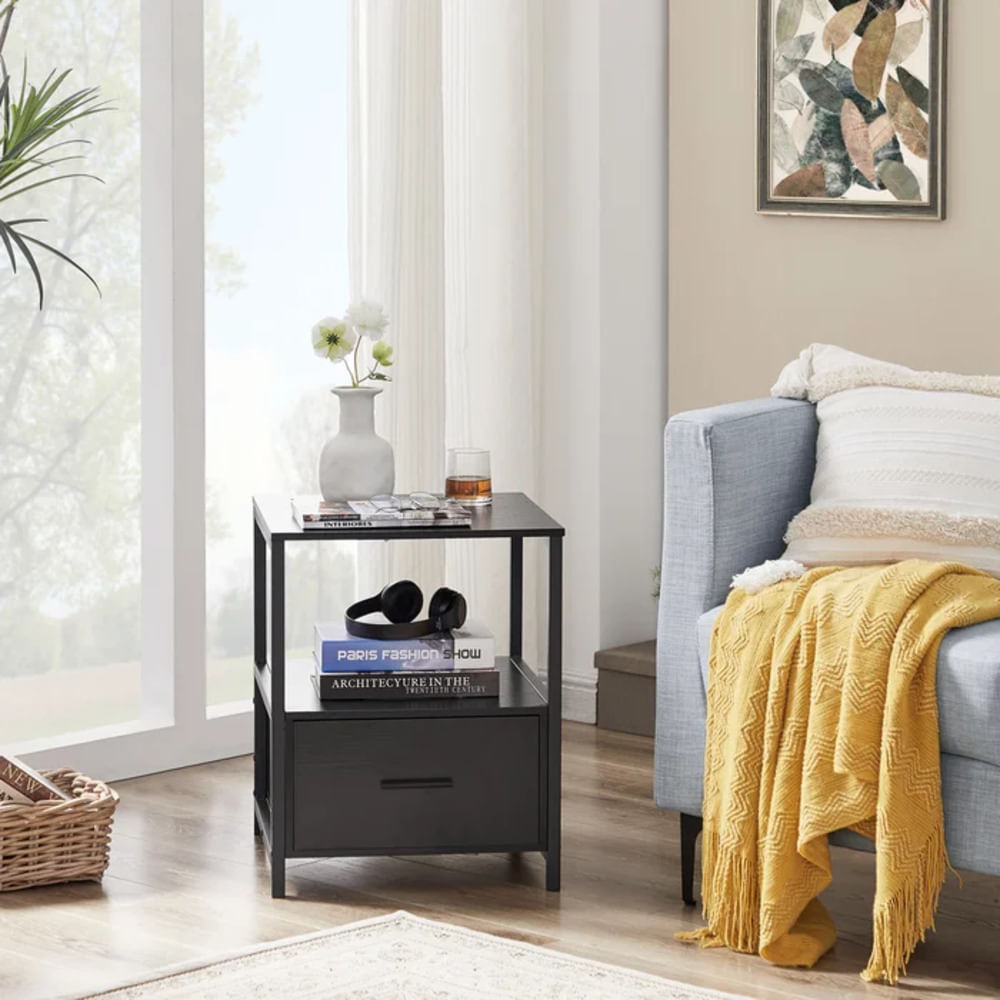 Velador Industrial Lucas color Negro 1 cajón TU MESITA