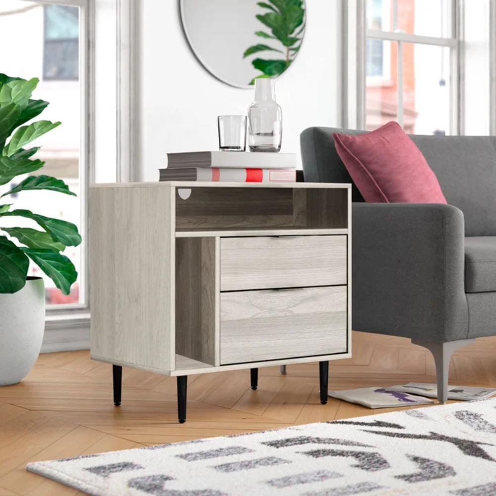 Velador Clásico Venus color Ceniza 2 cajones TU MESITA