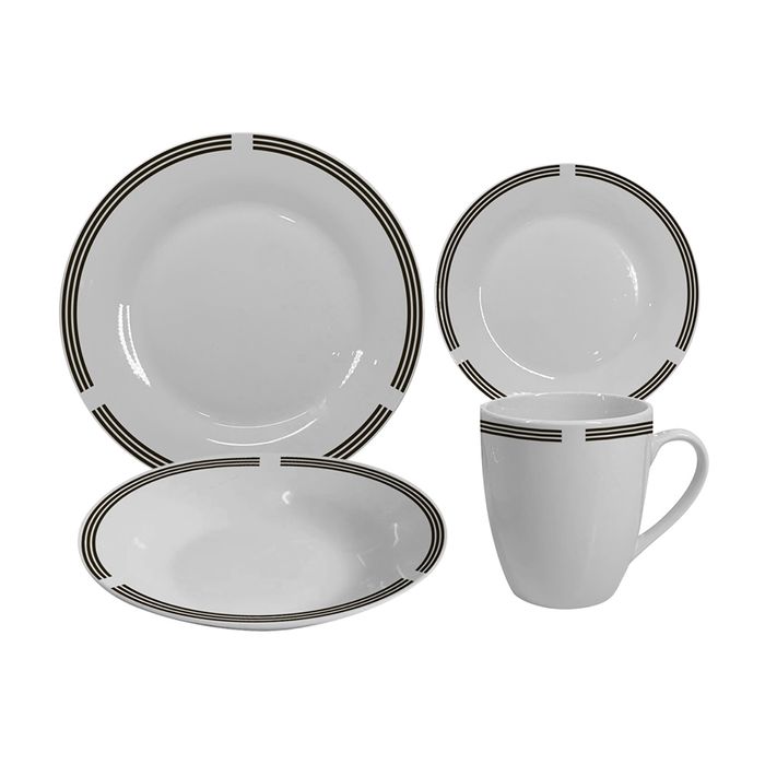 Set de vajilla Decal Lineas x 16 piezas Orange Promart