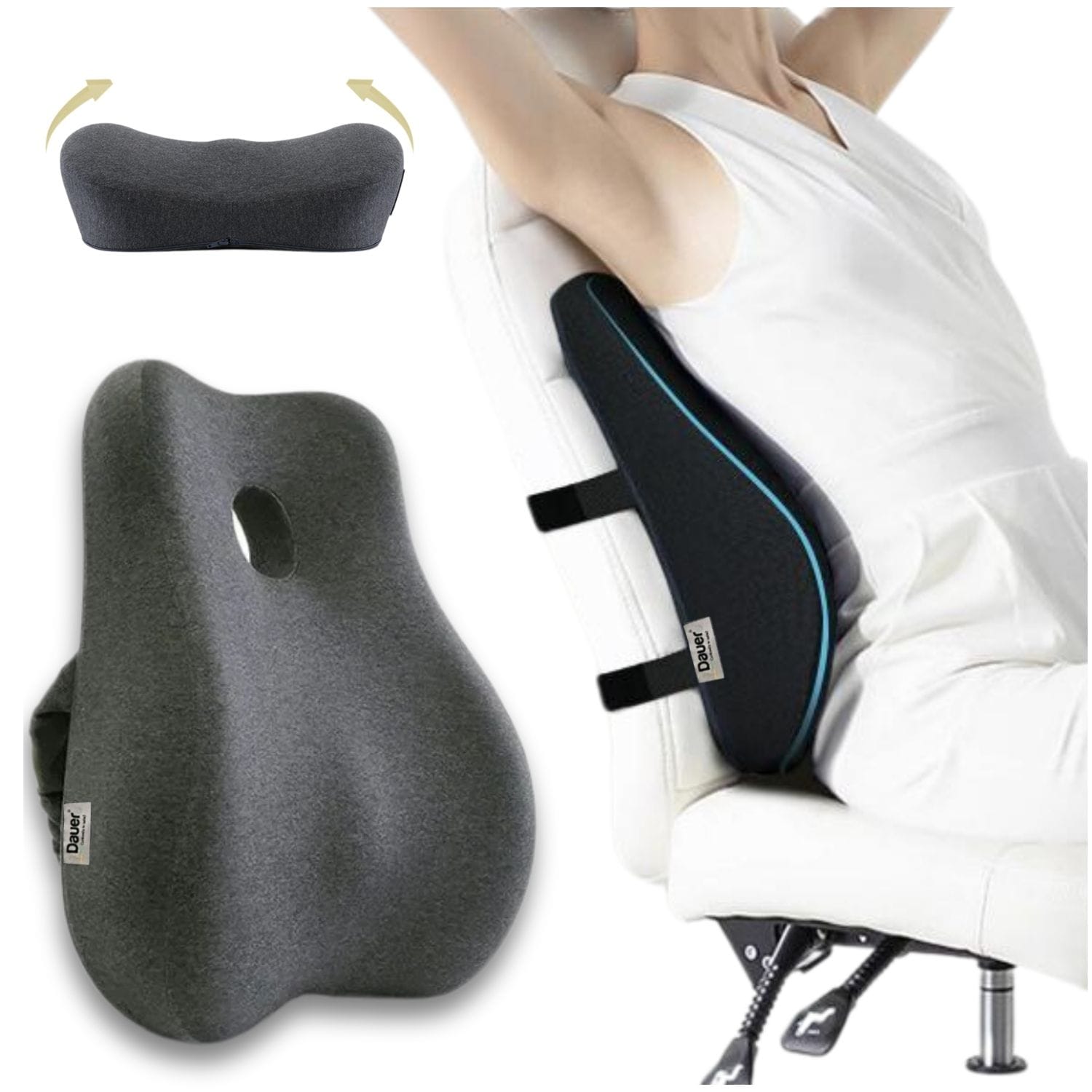 Cojin Lumbar 3D Ergonomico Respaldo de Espalda Curva Anatomico