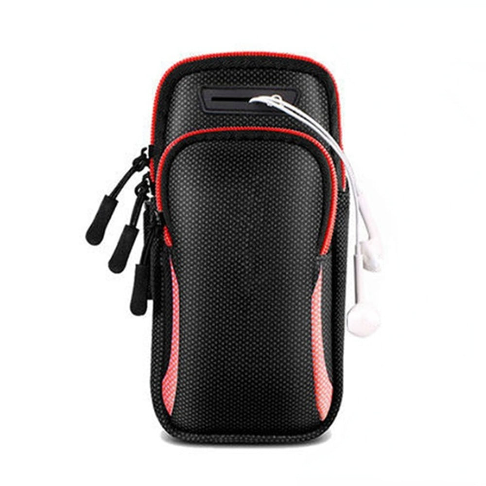 Bolso Porta Celular Deportivo Brazo Brazalete con Correa Cel Borde Rojo