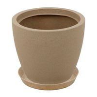 Maceta Asteca Granito Arena 28.5x24cm con plato Tramontina