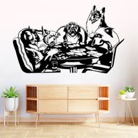 Vinilo Decorativo Perros Jugando Póker para pared Stickart Mediano 85 x 51 cm alto