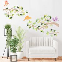 Vinilo Decorativo Árbol Ramas Marrón y Verde Stickart Pequeño 120 x 78 cm alto