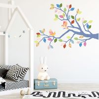 Vinilo Decorativo Árbol Primav Azul y Multicolor Stickart Mediano 130 x 94 cm alto