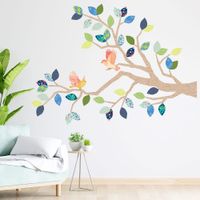 Vinilo Decorativo Árbol Primav Marrón y Azul Stickart Mediano 130 x 94 cm alto