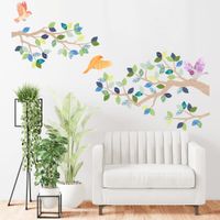 Vinilo Decorativo Árbol Ramas Marrón y Azul Stickart Mediano 150 x 98 cm alto