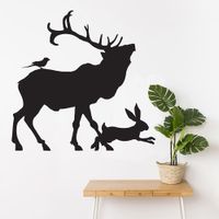 Vinilo Decorativo Ciervo Y Conejo para pared Stickart Pequeño 57 x 55 cm alto