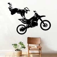 Vinilo Decorativo Acróbata En Moto para pared Stickart Pequeño 70 x 52 cm alto