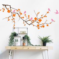 Vinilo Decorativo Rama Horizontal Y Aves para pared Stickart Pequeño 90 x 38 cm alto