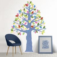 Vinilo Decorativo Árbol Cedro Azul y Multicolor Stickart Mediano 104 x 150 cm alto