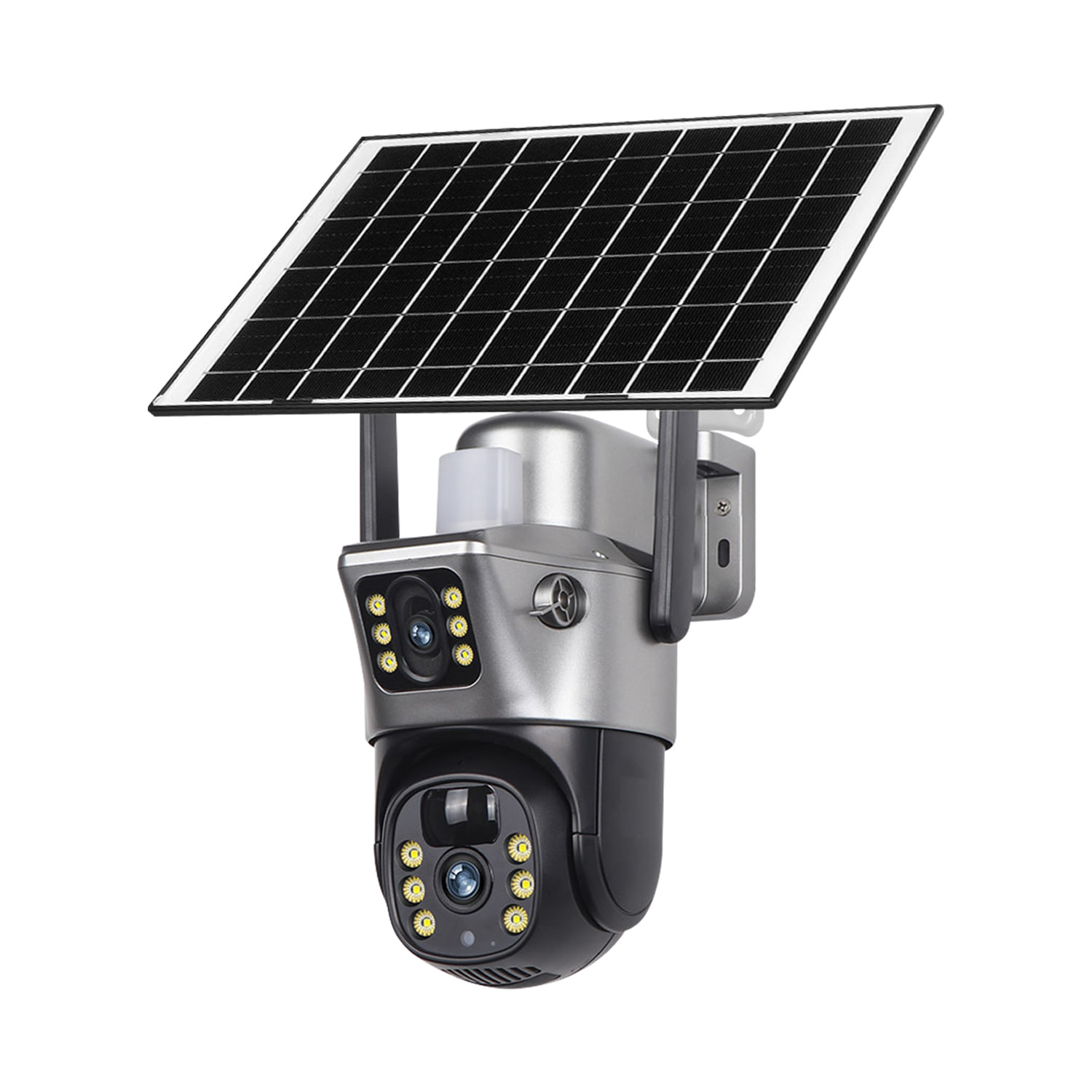 Camara de Seguridad WiFi con Panel Solar Doble Lente
