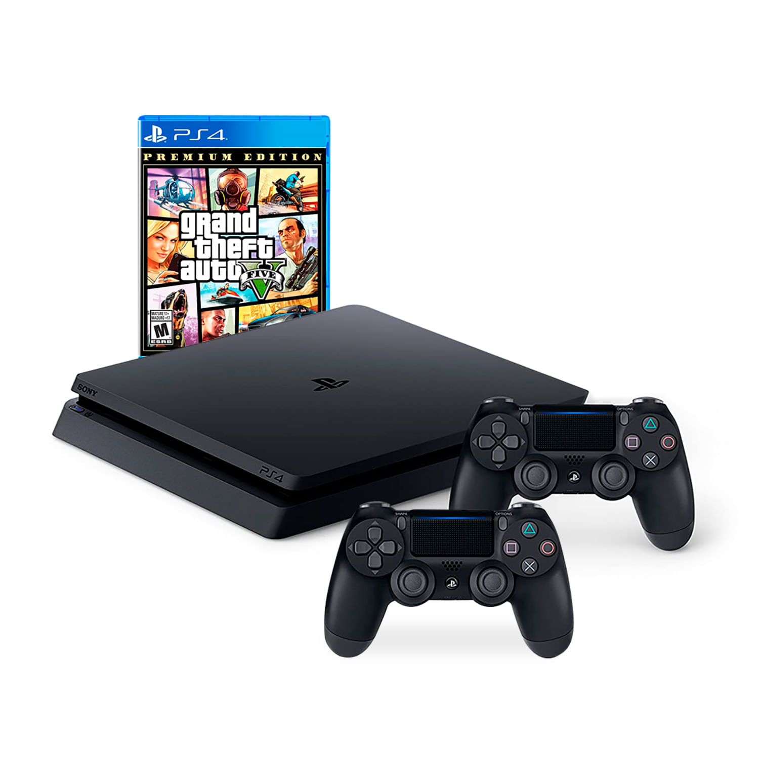 Reacondicionada Playstation 4 PS4 SLIM 1TB con 2 mandos + GTA5