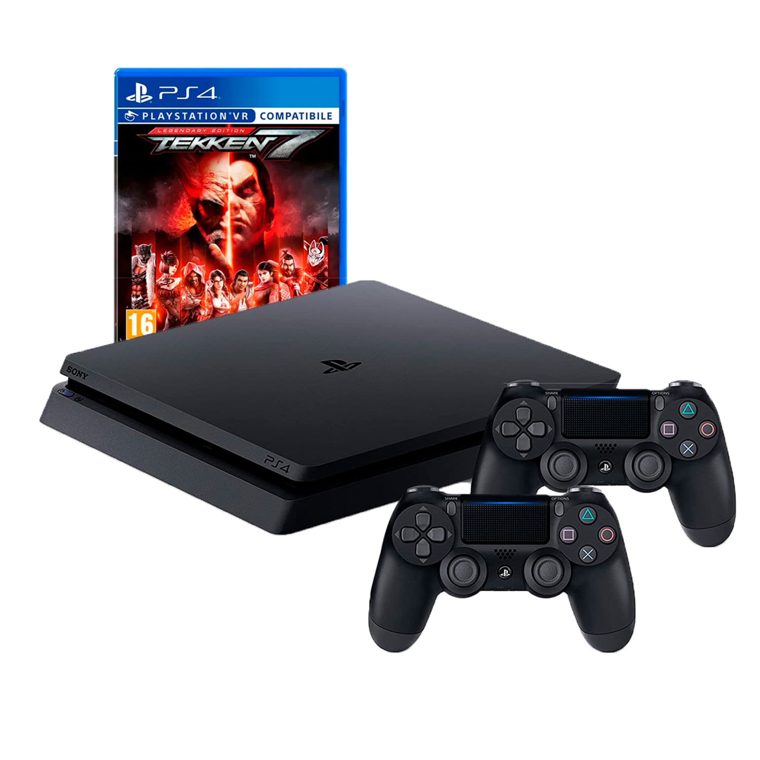 Playstation 4 Reacondicionada PS4 SLIM 1TB con 2 mandos + TEKKEN7