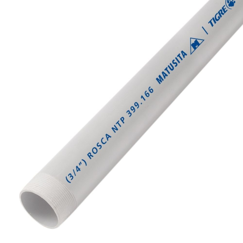 Tubo 3/4"" 5m Agua Fría con rosca Matusita Tigre