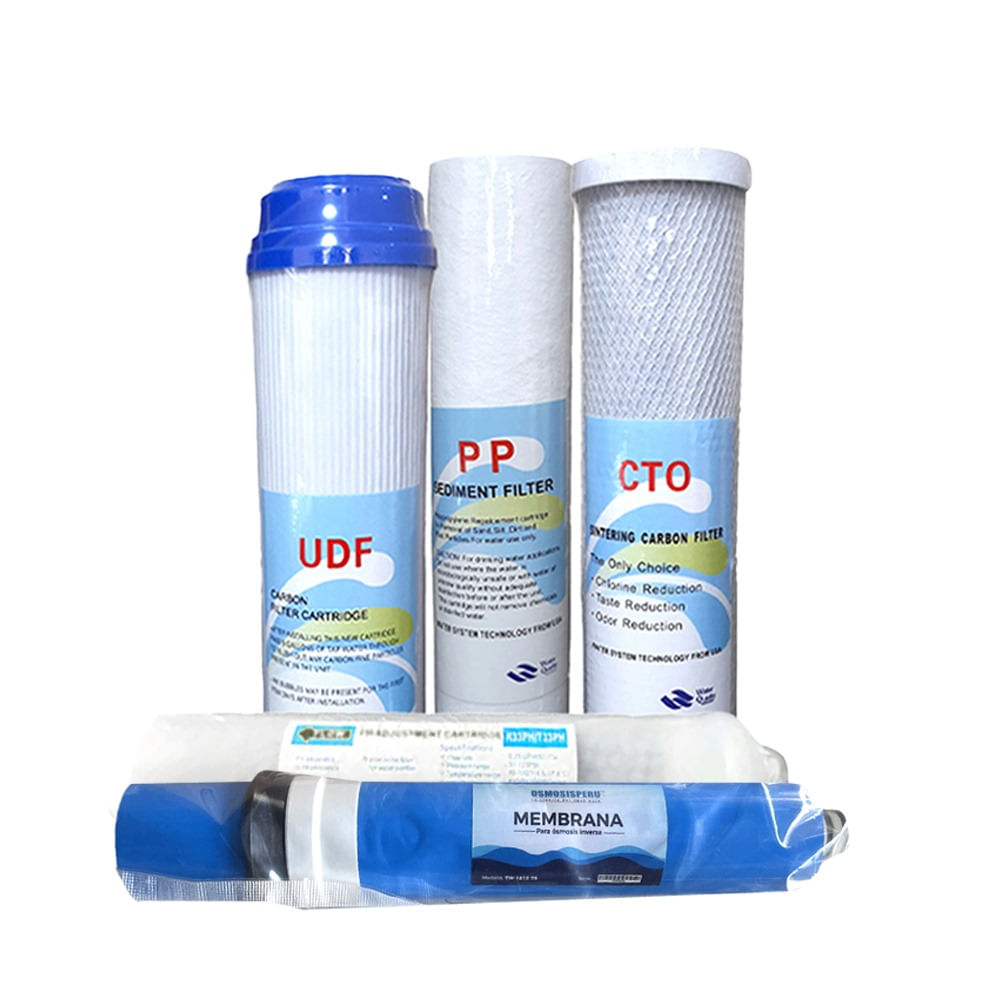 Kit de 4 Filtros + Membrana 75GPD Osmosis Inversa