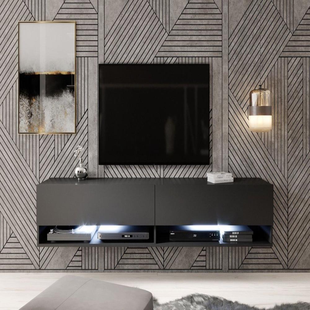 Mesa de TV Flotante TU MESITA  Raquel color Negro 2 puertas