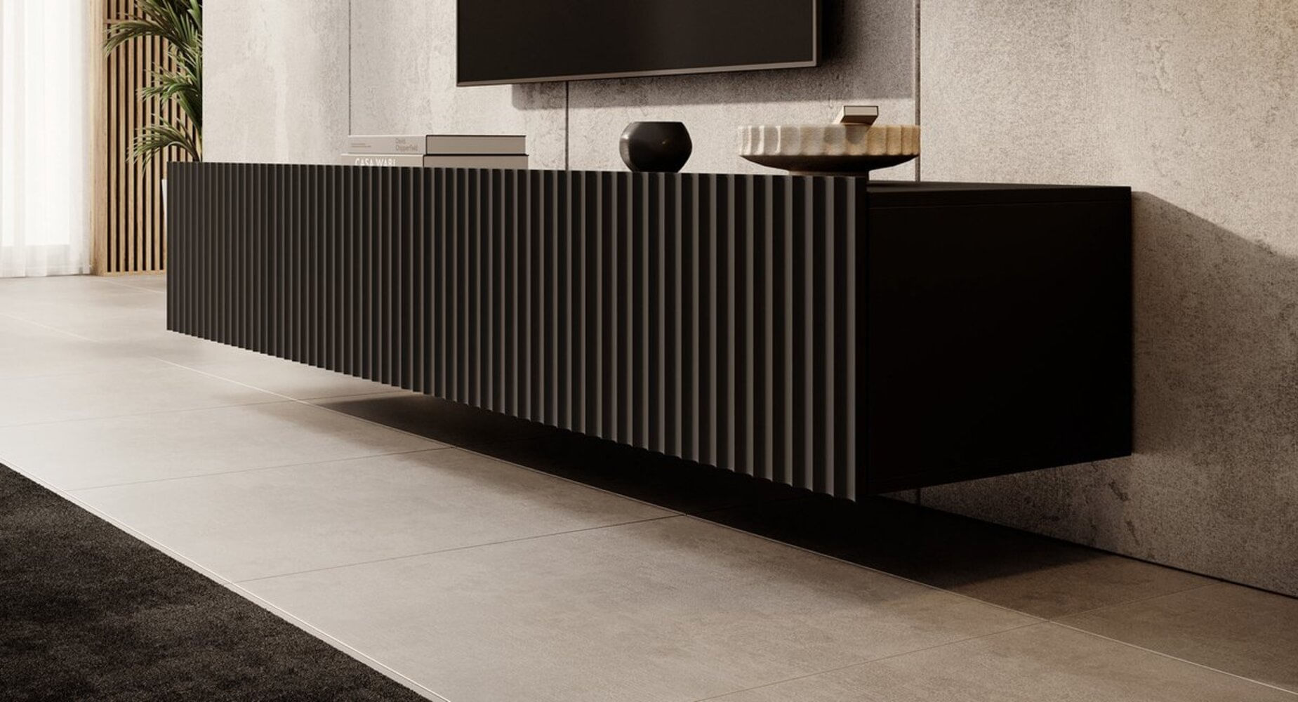 Mesa de TV Flotante Lika color Negro 4 puertas TU MESITA