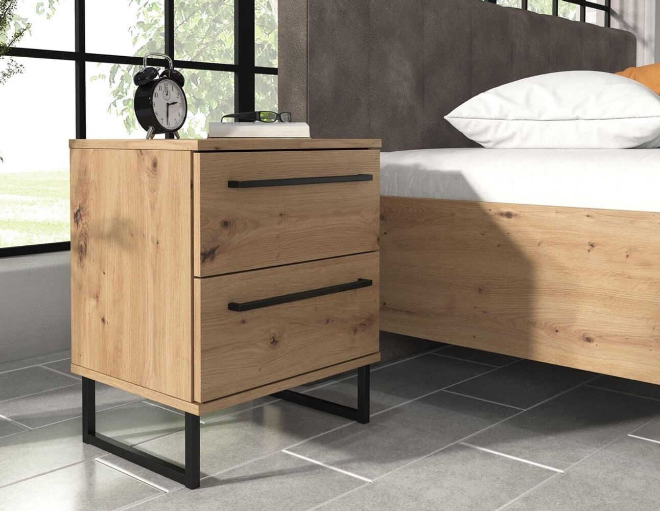 Velador Moderno Sigma color Duna 2 cajones TU MESITA