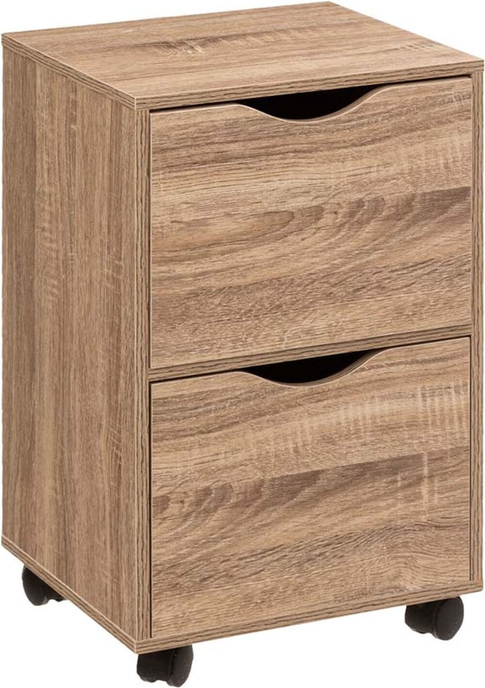 Velador Mesa de Noche Francis con ruedas color Marrón 2 cajones TU MESITA