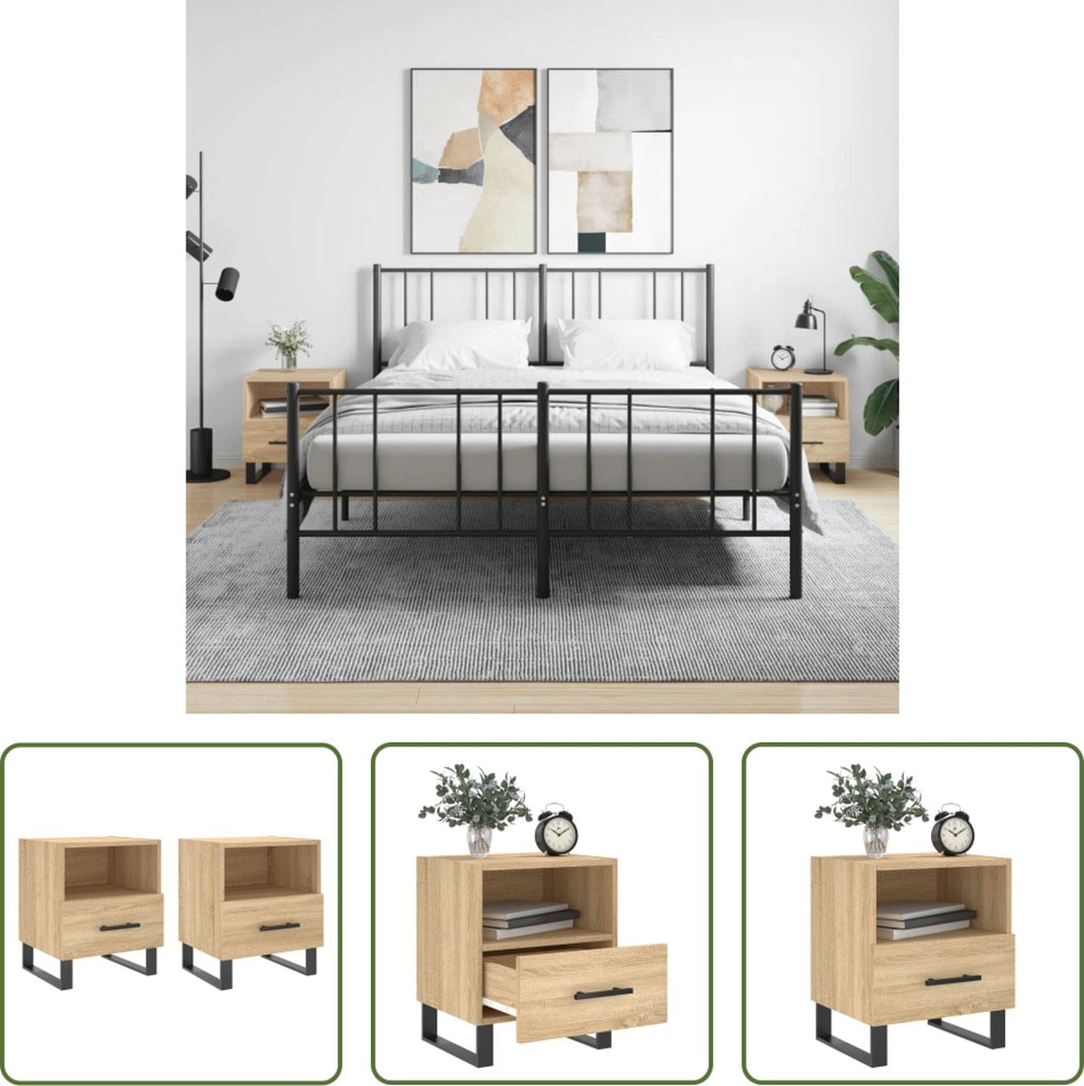 Velador Mesa de Noche Saori 1 cajón color Duna TU MESITA