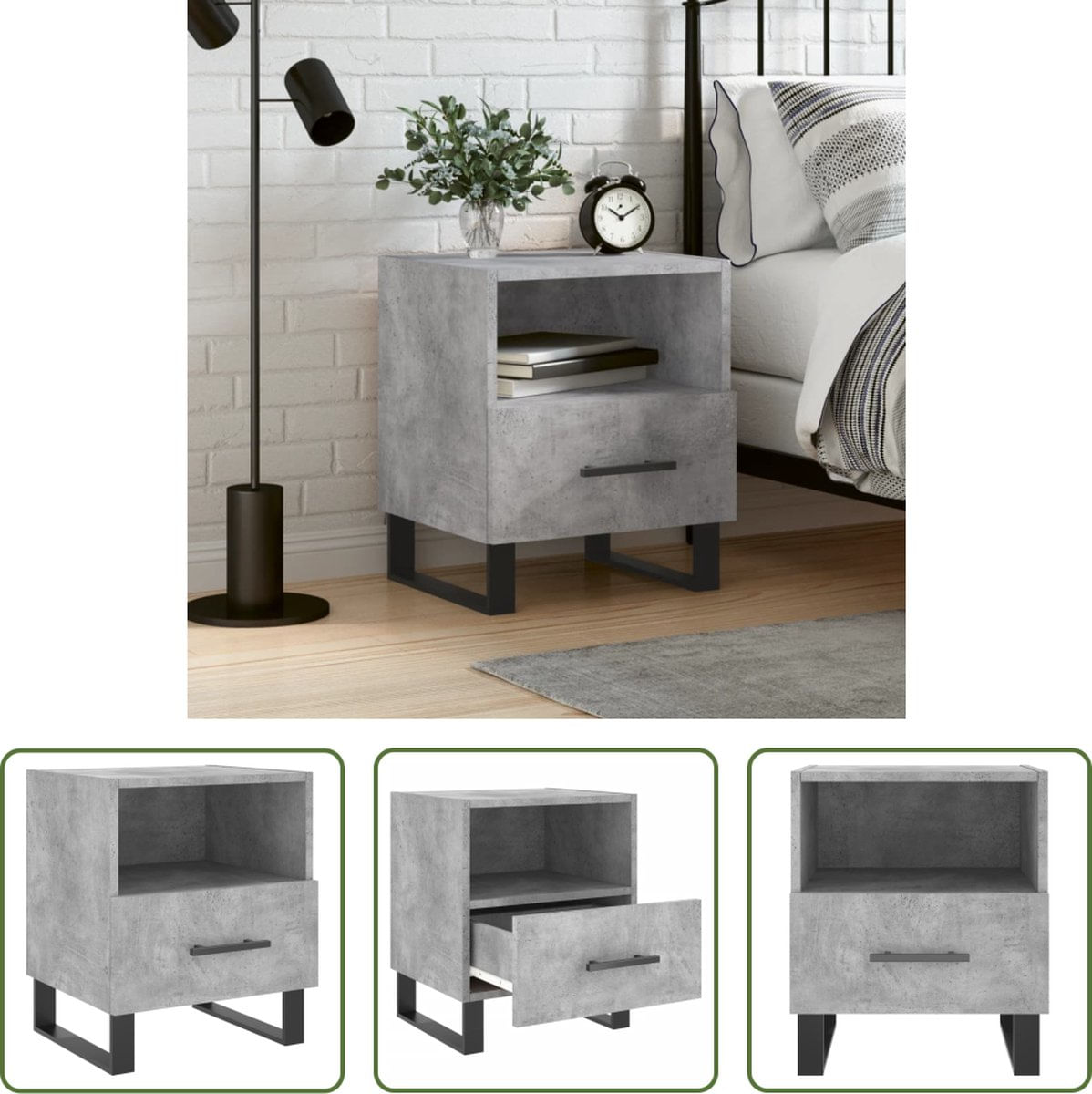 Velador Mesa de Noche Saori 1 cajón color Gris TU MESITA