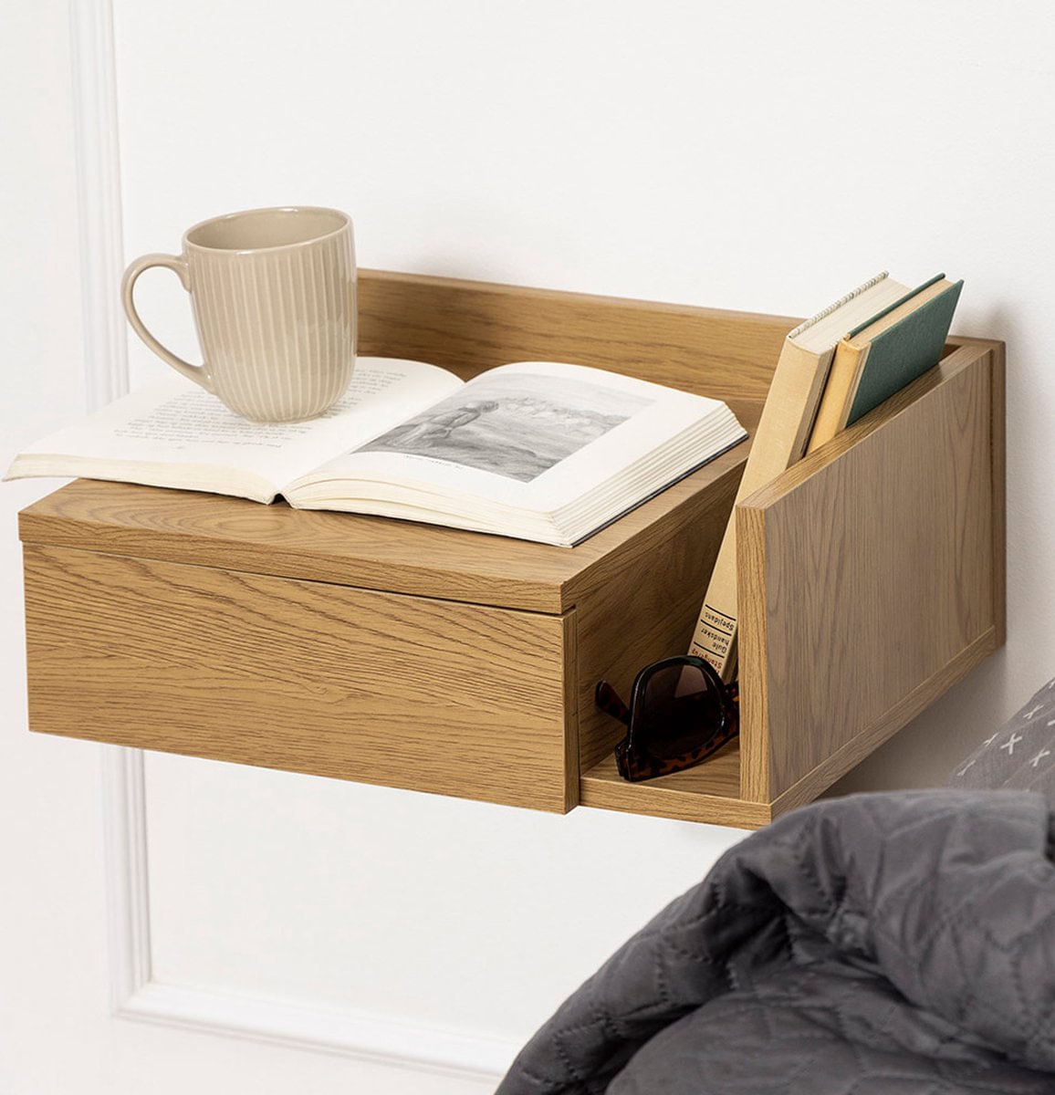 Velador Flotante Iris color Haya 1 cajón TU MESITA