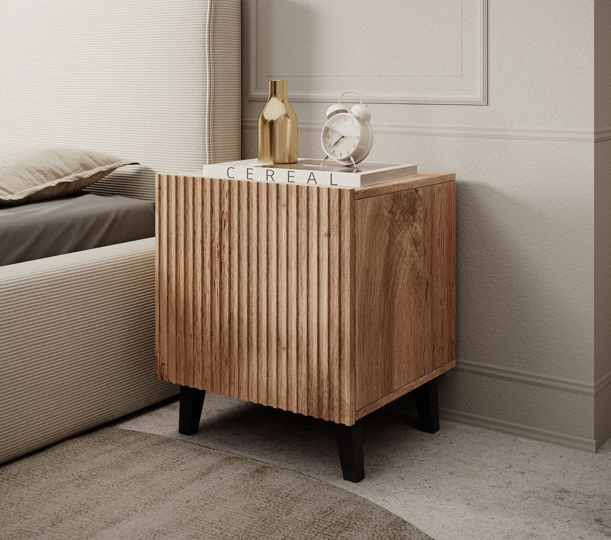 Velador Mesa de Noche Moderno Rogger color Marrón 1 puerta TU MESITA