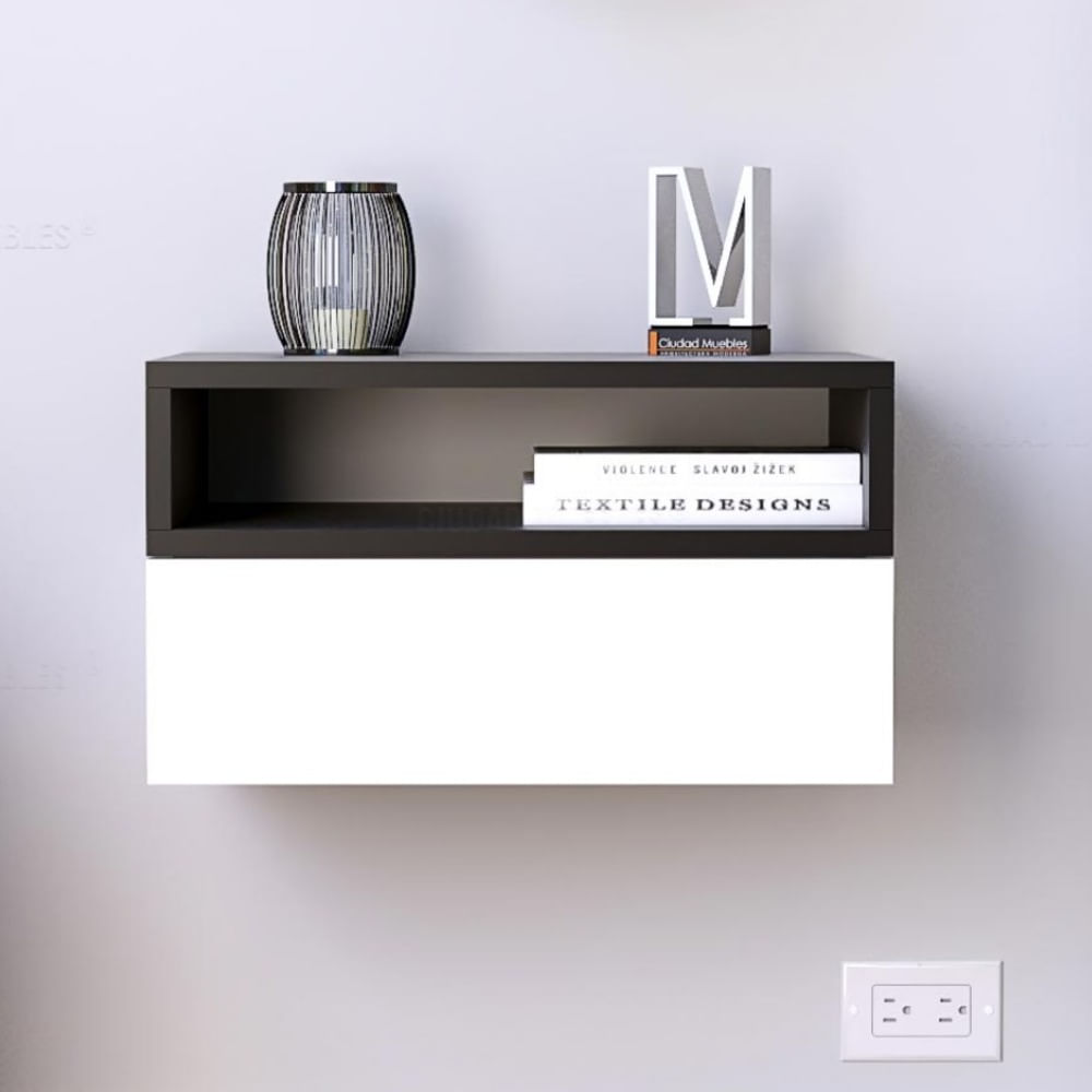 Velador Flotante Moderno Farin Negro y Blanco R&R MUEBLES