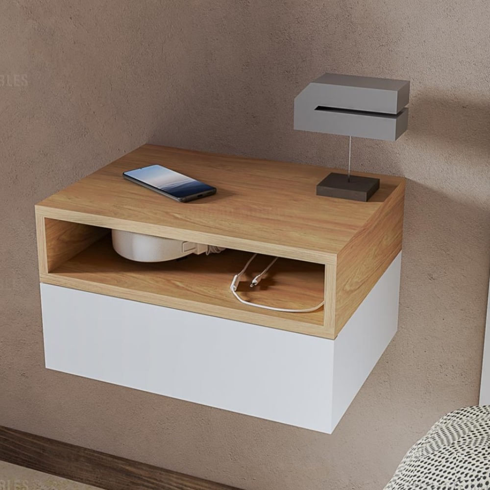 Velador Moderno Farin Duna y Blanco R&R MUEBLES