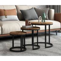 Mesa Lateral Moderno Triple Travis Marron R&R MUEBLES