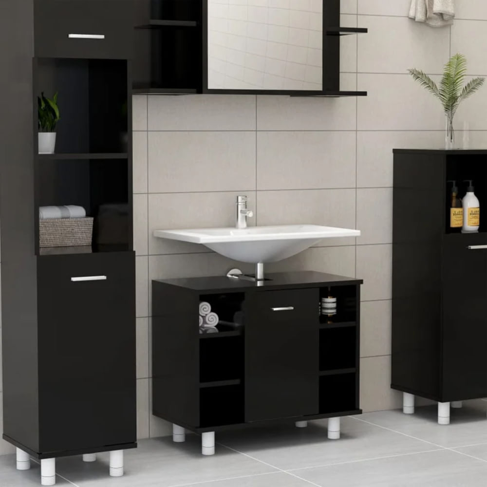 Mueble de Baño Moderno Ray Negro R&R MUEBLES