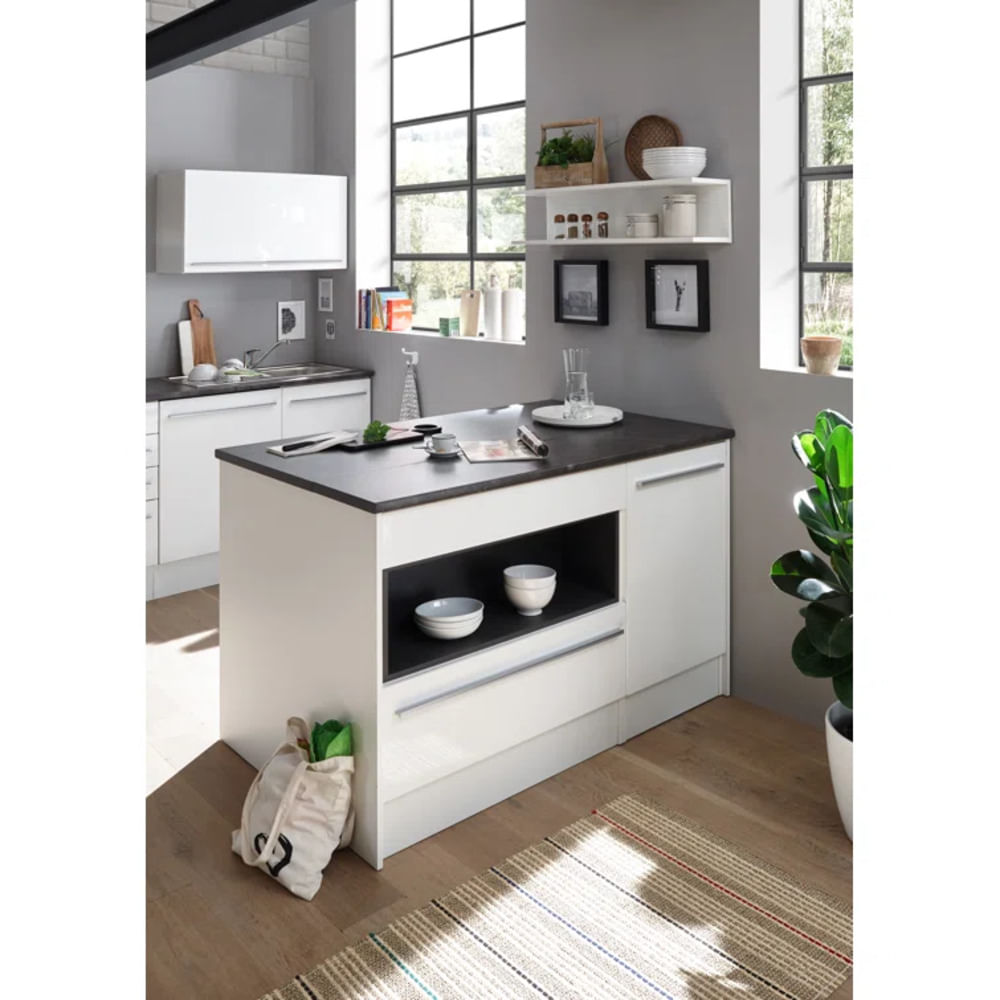 Isla de Cocina Moderna Kayano Blanco y Negro R&R MUBLES