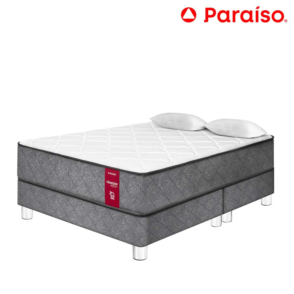 Cama PARAISO Lifestyles Pocket QUEEN + 2 Almohadas + 1 Protector