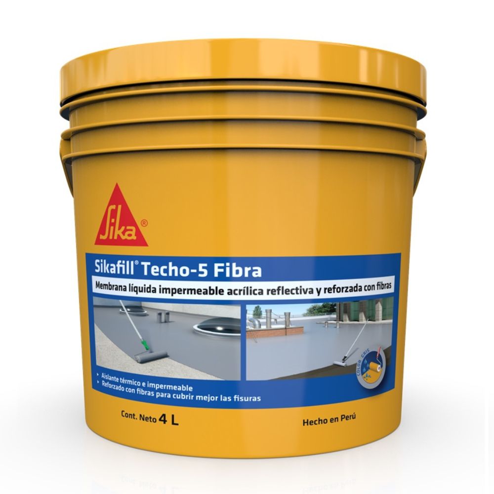 Impermeabilizante de techos y terrazas Sikafill Techo-5 Fibra Gris 4L