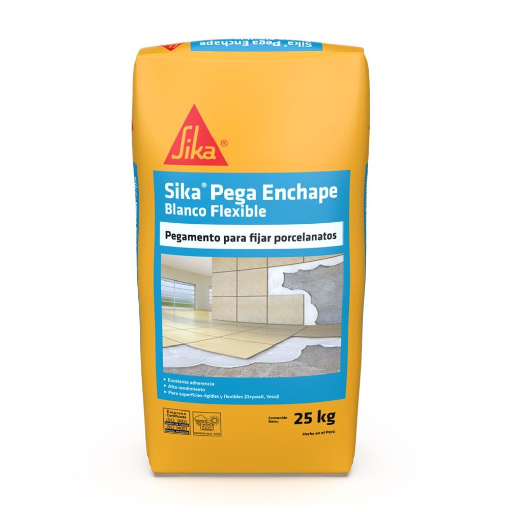 Pegamento Sika Enchape Blanco flexible x25kg