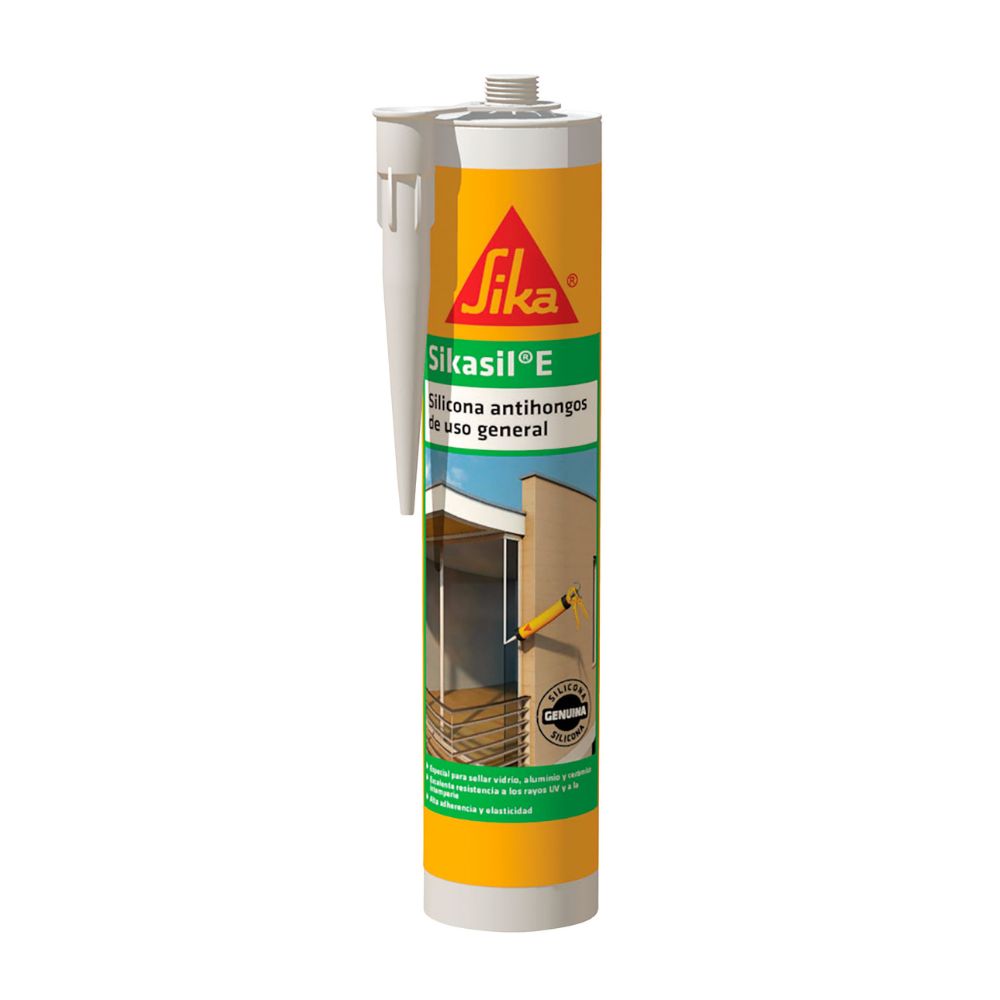 Silicona antihongos para puertas y ventanas Sikasil E transparente 280ml