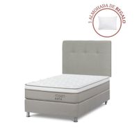 Dormitorio Americano Path Grafito 1.5 Plazas New Bennet Grafito + 1 Almohada