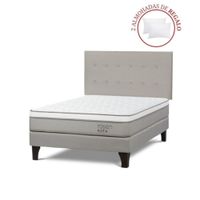 Dormitorio Europeo Path Grafito 2 Plazas West Grafito + 2 Almohadas