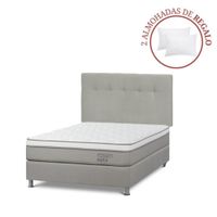 Dormitorio Americano Path Grafito 2 Plazas New Bennet Grafito + 2 Almohadas