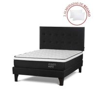 Dormitorio Europeo Path Grafito 2 Plazas West Grafito + 2 Almohadas