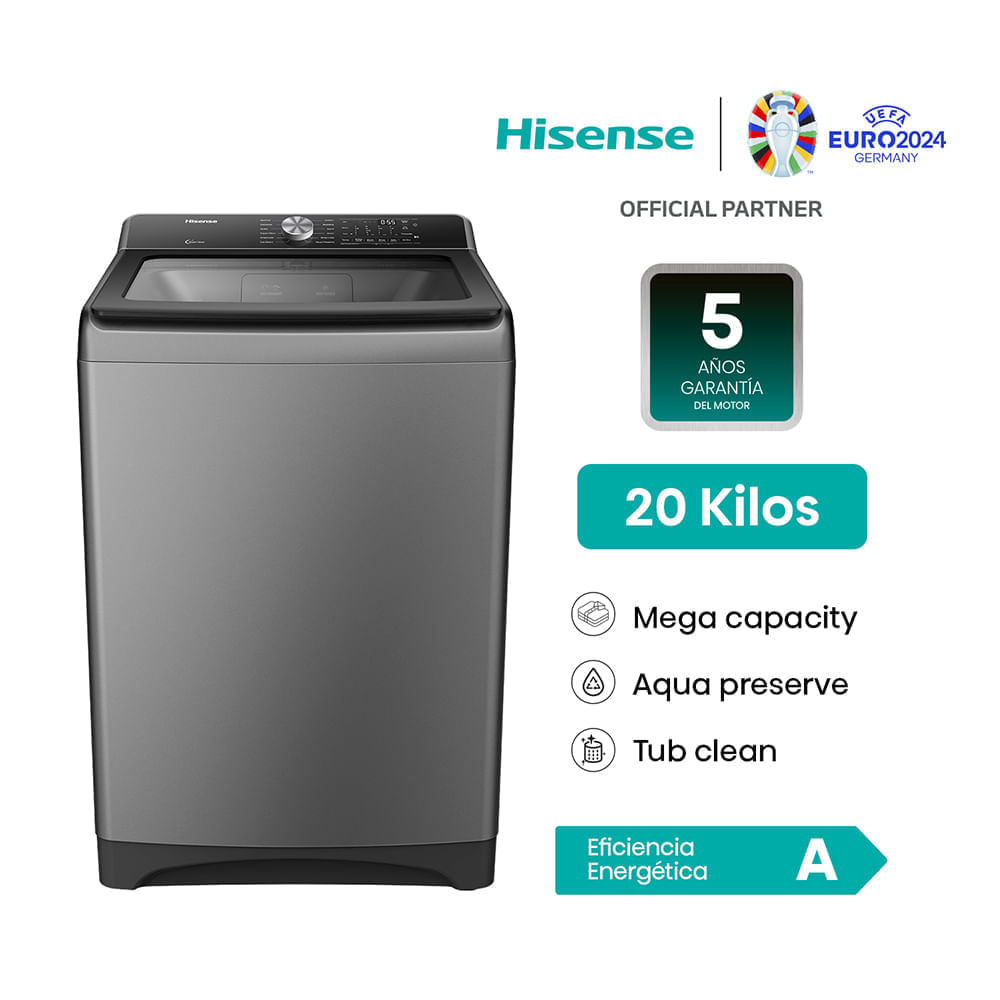 Lavadora Hisense Carga Superior 20KG WT3T2023UT  Gris