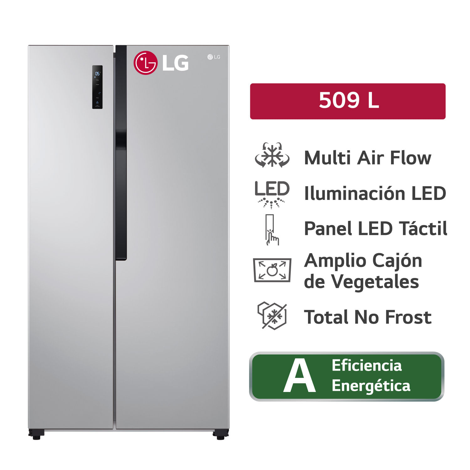 Refrigeradora LG Side By Side LS51BPP 508L Plateada