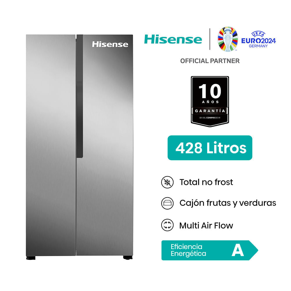 Refrigeradora Hisense Side By Side 428L RS3P428NEDA  Gris