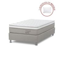 Cama Box Tarima Path Niebla 1.5 Plazas + 1 Almohada