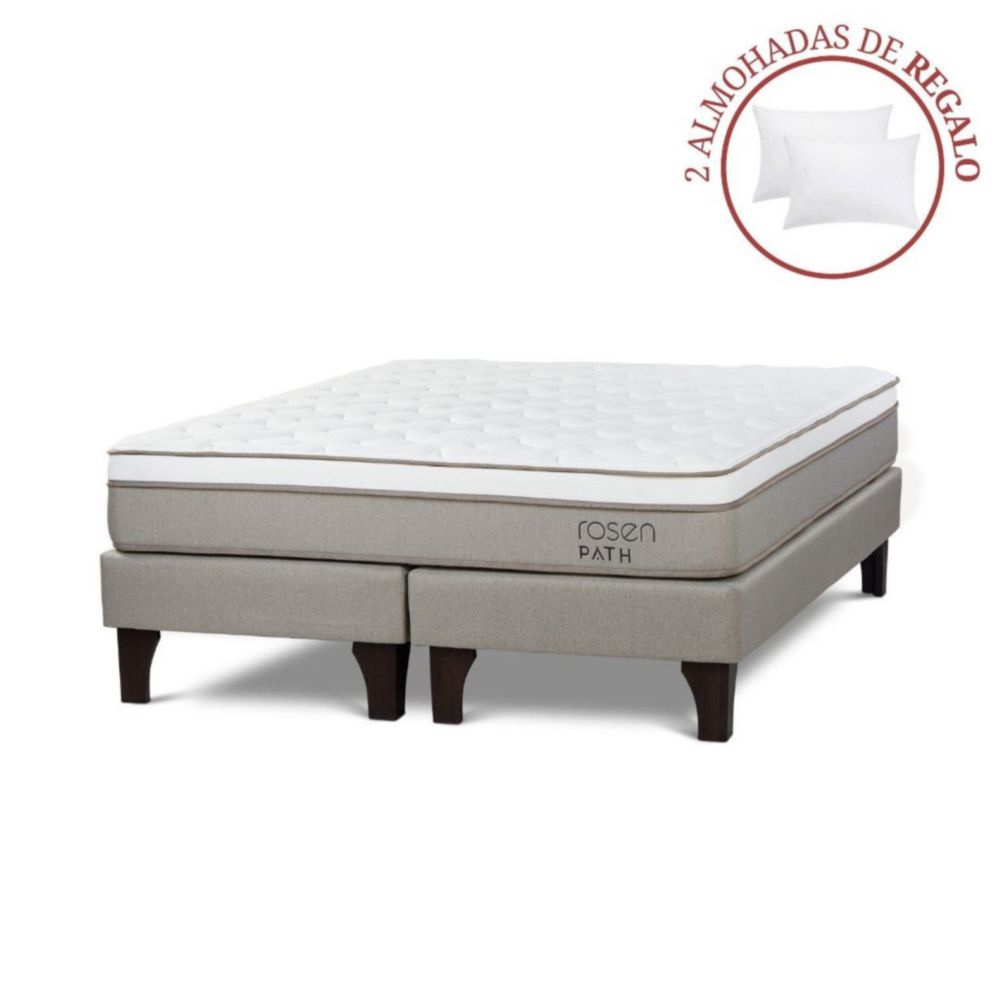 Cama Europea Path King Niebla + 2 Almohadas